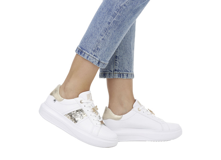 Slipper & Schnürschuhe - Sneaker mit Libellen-Metallschmuck, in Größe 036 bis 042, in Farbe WEISS-GOLD Ansicht 9