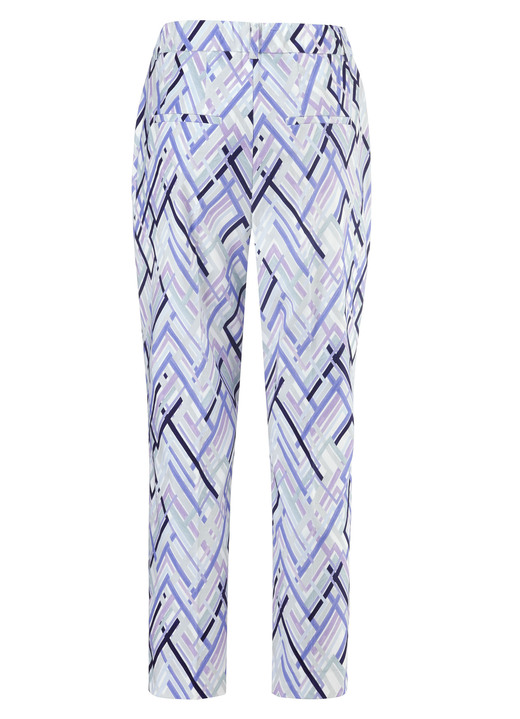 Hosen - Hose in 7/8-Länge mit aktueller Dessinierung, in Größe 018 bis 052, in Farbe ECRU-FLIEDER-SALBEI-BLAU Ansicht 2