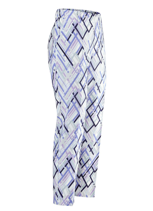Damenmode - Hose in 7/8-Länge mit aktueller Dessinierung, in Größe 018 bis 052, in Farbe ECRU-FLIEDER-SALBEI-BLAU Ansicht 1
