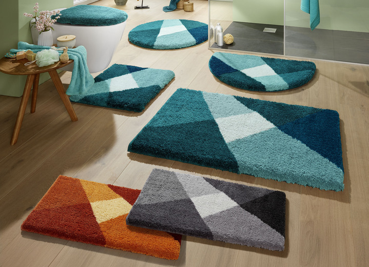 Badgarnituren - Badvorleger von LineaDue mit rutschhemmender Rückseite, in Größe 100 (Vorleger halbrund, 50/ 80 cm) bis 112 (WC-Deckelbezug, 47/ 50 cm), in Farbe SMARAGDGRÜN Ansicht 2