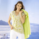 Kurzarm - Shirt mit Faltenlegung im Vorderteil – Farbe ECRU-KIWI – Ansicht 1 Kurzarm - Shirt mit Faltenlegung im Vorderteil, in Größe 036 bis 052, in Farbe ECRU-KIWI – Farbe ECRU-KIWI – Ansicht 1