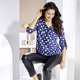 3/4-Arm - Shirt-Tunika mit V-Ausschnitt – Farbe MARINE-WEISS – Ansicht 1 3/4-Arm - Shirt-Tunika mit V-Ausschnitt, in Größe 036 bis 052, in Farbe MARINE-WEISS – Farbe MARINE-WEISS – Ansicht 1