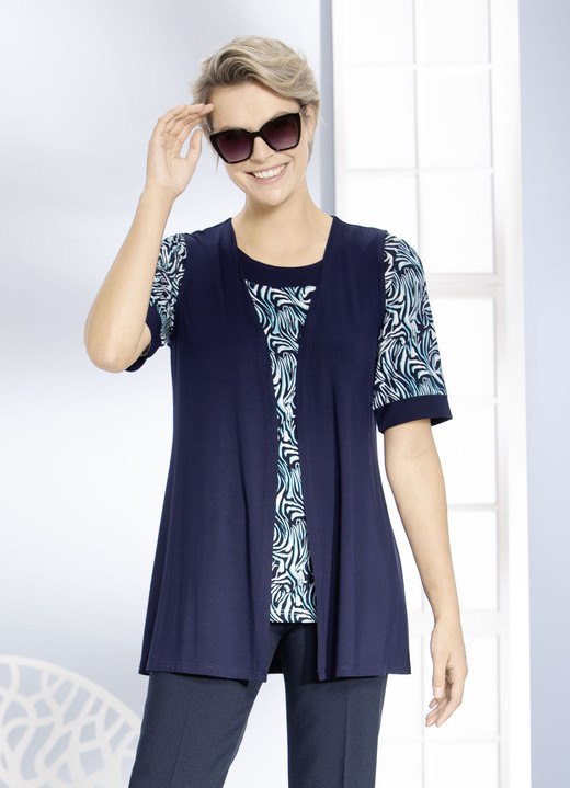 Shirts - 2-teiliges Set in verschlussloser Form in 2 Farben, in Größe 038 bis 056, in Farbe TÜRKIS-GRÜN-ECRU Ansicht 3