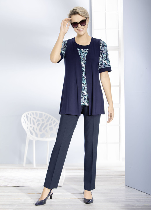 Shirts - 2-teiliges Set in verschlussloser Form in 2 Farben, in Größe 038 bis 056, in Farbe TÜRKIS-GRÜN-ECRU Ansicht 4