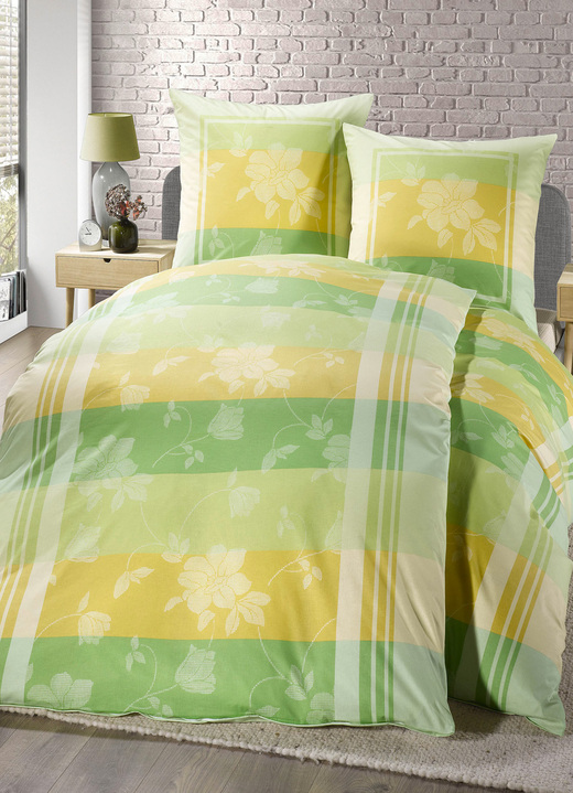 Bettwäschegarnituren - Bettwäsche-Garnitur, in Größe 111 (40/80 cm + 135/200 cm) bis 115 (80/80 cm + 155/220 cm), in Farbe GRÜN Ansicht 2