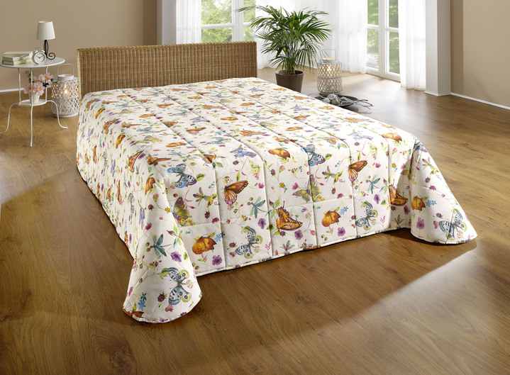 Tagesdecken - Tagesdecke und Kissenbezüge mit Schmetterlingsmotive, in Größe 873 (für Einzelbett, 135x210 cm) bis 924 (2 Kissenbezüge, 50x 50 cm), in Farbe BEIGE Ansicht 5