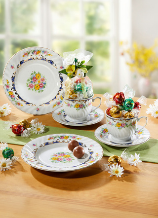 - Gedeck-Set aus feinstem Porzellan, in Farbe BUNT, in Ausführung 1 Gedeck 3-teilig