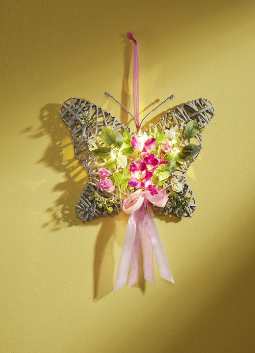 Kunst- & Textilpflanzen - Beleuchteter Schmetterling, in Farbe ROSA-GRÜN