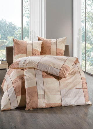 Bettwäschegarnituren - Bettwäsche-Garnitur mit Reißverschluss, in Größe 111 (40/80 cm + 135/200 cm) bis 115 (80/80 cm + 155/220 cm), in Farbe TERRA