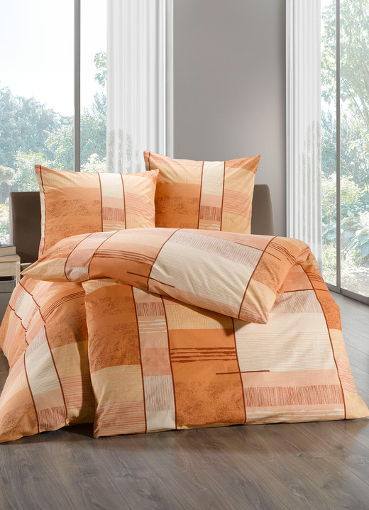 Bettwäschegarnituren - Bettwäsche-Garnitur mit Reißverschluss, in Größe 111 (40/80 cm + 135/200 cm) bis 115 (80/80 cm + 155/220 cm), in Farbe TERRA Ansicht 2