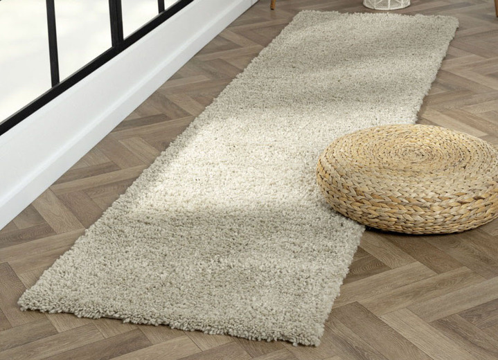 Modern - Traumhaft flauschige Brücken und Teppiche in Shaggy-Qualität, in Größe 111 (Brücke 60x90 cm) bis 304 (Teppich rund ø 150 cm), in Farbe BEIGE Ansicht 1