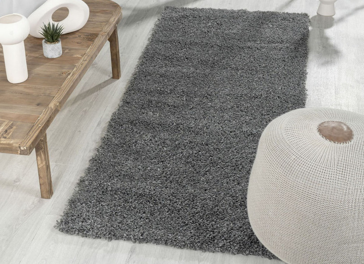 Modern - Traumhaft flauschige Brücken und Teppiche in Shaggy-Qualität, in Größe 111 (Brücke 60x90 cm) bis 304 (Teppich rund ø 150 cm), in Farbe DUNKELGRAU Ansicht 45