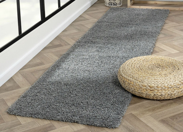 Modern - Traumhaft flauschige Brücken und Teppiche in Shaggy-Qualität, in Größe 111 (Brücke 60x90 cm) bis 304 (Teppich rund ø 150 cm), in Farbe DUNKELGRAU Ansicht 43