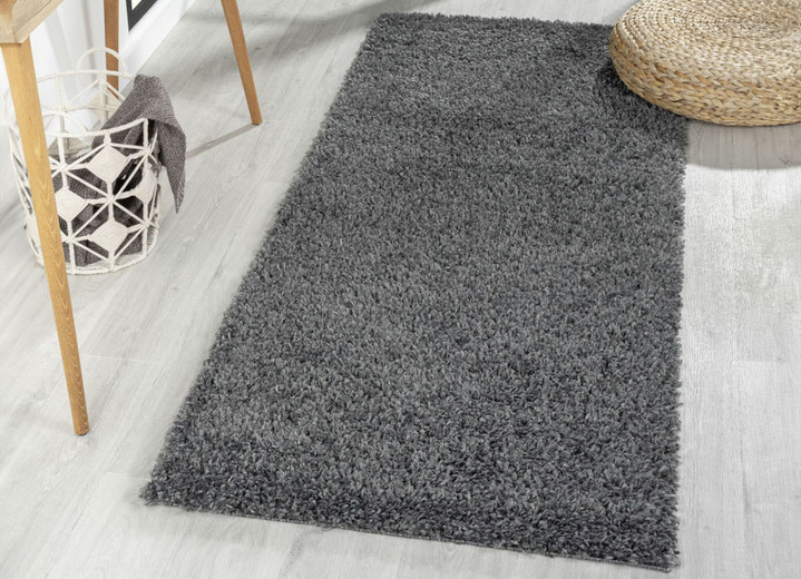 Modern - Traumhaft flauschige Brücken und Teppiche in Shaggy-Qualität, in Größe 111 (Brücke 60x90 cm) bis 304 (Teppich rund ø 150 cm), in Farbe DUNKELGRAU Ansicht 1