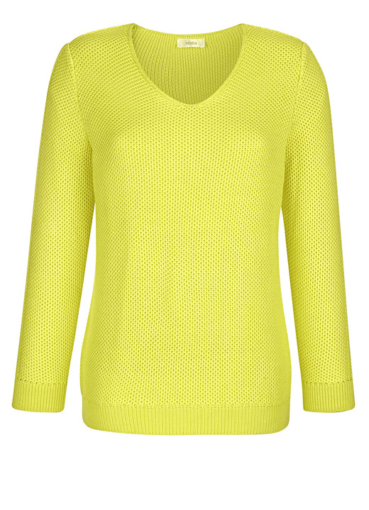 Basics - Pullover in dekorativer Struktur, in Größe 038 bis 052, in Farbe GELB Ansicht 3