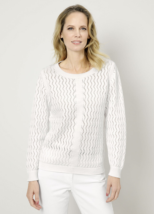 - Pullover aus 100% Baumwolle, in Größe 038 bis 052, in Farbe WEISS Ansicht 1