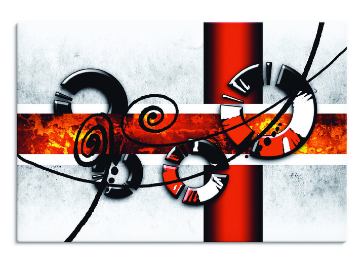 Modern - Hochwertiges auf Keilrahmen gezogenes Leinwandbild, in Farbe WEISS-ROT, in Ausführung B60xH40xT1,8 cm Ansicht 2