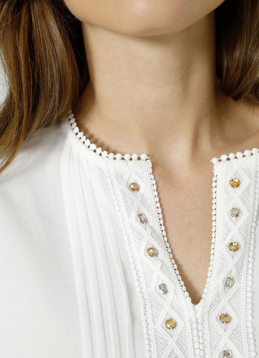 3/4-Arm - Schlupfbluse mit Rüschen Ansicht 3 3/4-Arm - Schlupfbluse mit Rüschen, in Größe 038 bis 052, in Farbe WEISS Ansicht 3