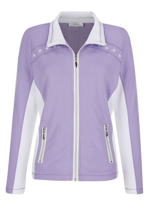 Shirts - Shirtjacke mit praktischen Taschen , in Größe 038 bis 052, in Farbe LILA-WEISS Ansicht 4