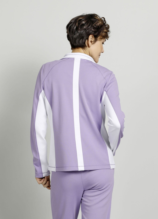 Shirts - Shirtjacke mit praktischen Taschen , in Größe 038 bis 052, in Farbe LILA-WEISS Ansicht 3