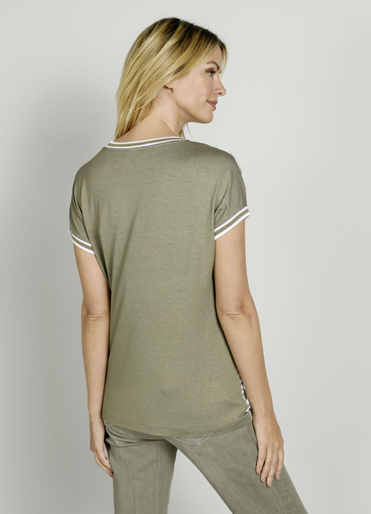 - Shirt mit Mustermix-Motiv, in Größe 040 bis 046, in Farbe SCHILFGRÜN-ORANGE Ansicht 2