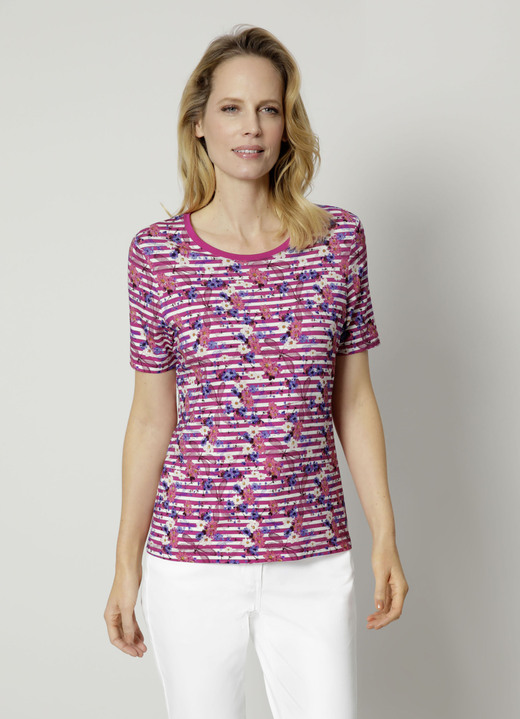 Shirts - Shirt im modischen Druck-Mix Ansicht 2 Shirts - Shirt im modischen Druck-Mix, in Größe 038 bis 044, in Farbe FUCHSIA-WEISS-MARINE Ansicht 2