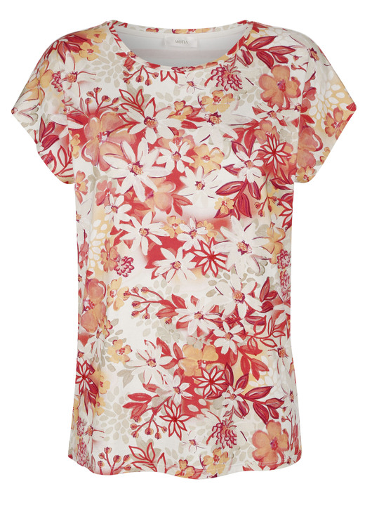 Kurzarm - Shirt mit farbenfrohem Mustermix, in Größe 038 bis 050, in Farbe ROT-ECRU Ansicht 4