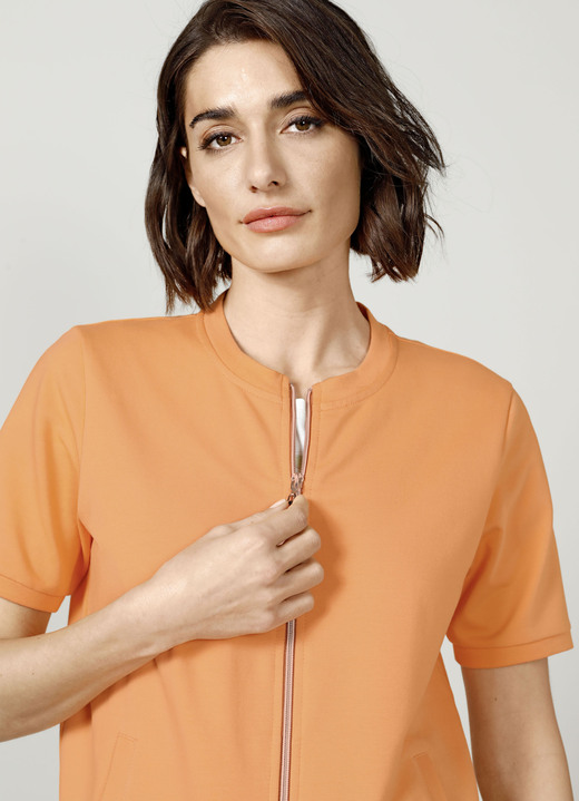 Shirts - Sweatjacke mit Rippenbündchen, in Größe 038 bis 050, in Farbe PFIRSICH Ansicht 4