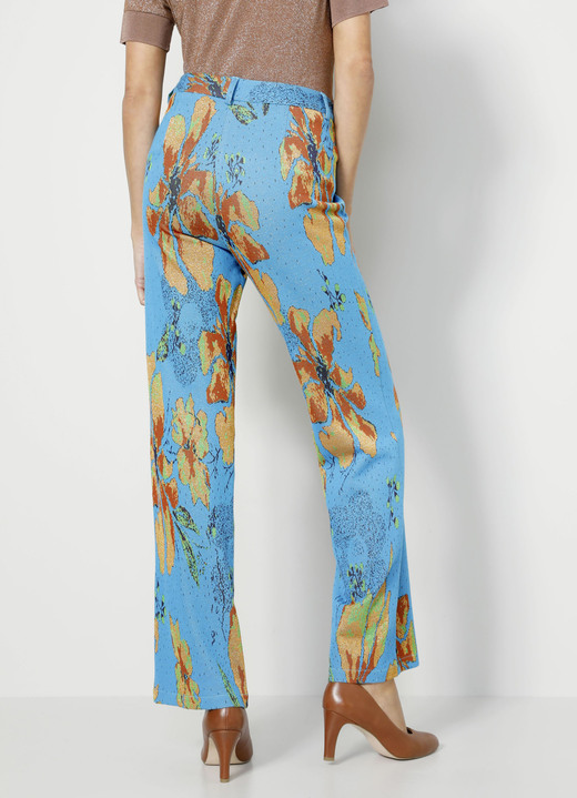 Hosen - Hose mit ausdrucksstarker Dessinierung, in Größe 038 bis 048, in Farbe TÜRKIS-GOLD Ansicht 2