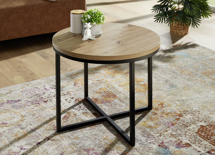 Couchtische - Runder Couchtisch mit schwarzem Metallgestell, in Farbe SCHWARZ-ASTEICHE Ansicht 1