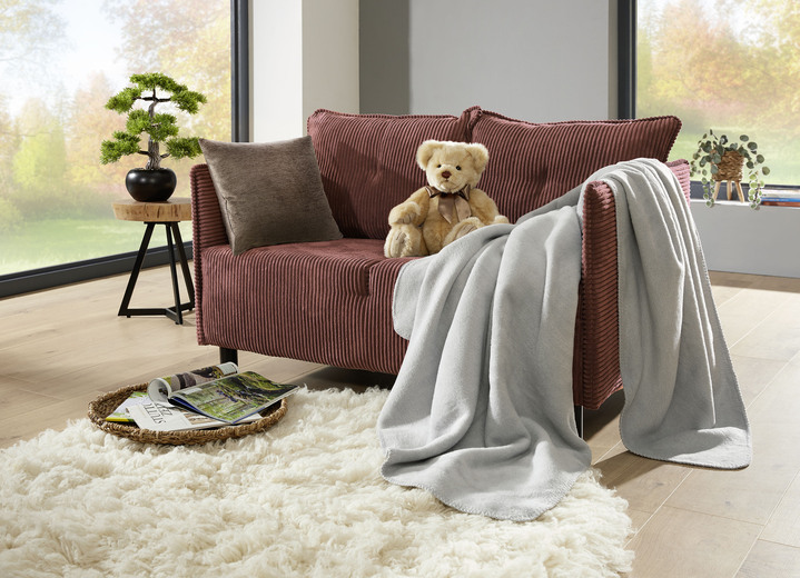 Polstergruppen - Polstermöbel mit dekorativem Cord-Bezug, in Farbe ROT, in Ausführung Zweisitzer Ansicht 1