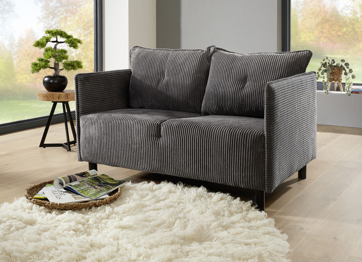 Polstergruppen - Polstermöbel mit dekorativem Cord-Bezug, in Farbe ROT, in Ausführung Zweisitzer Ansicht 8