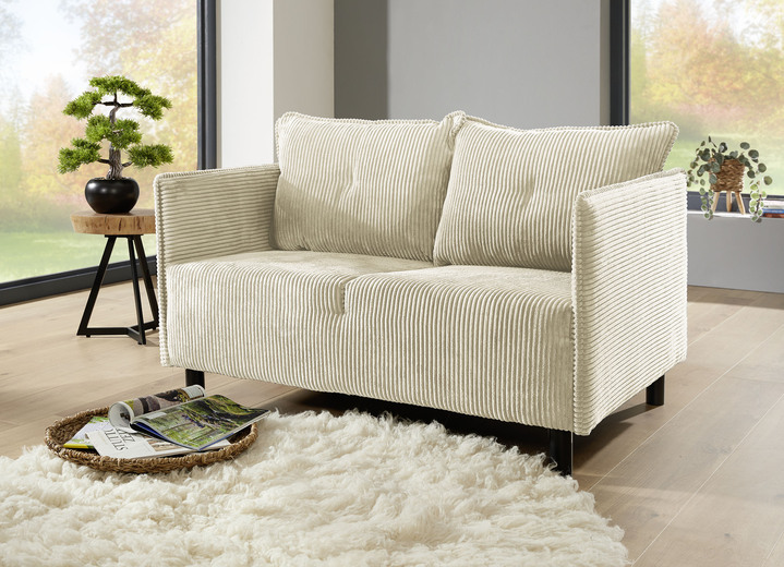 Polstergruppen - Polstermöbel mit dekorativem Cord-Bezug, in Farbe ROT, in Ausführung Zweisitzer Ansicht 6