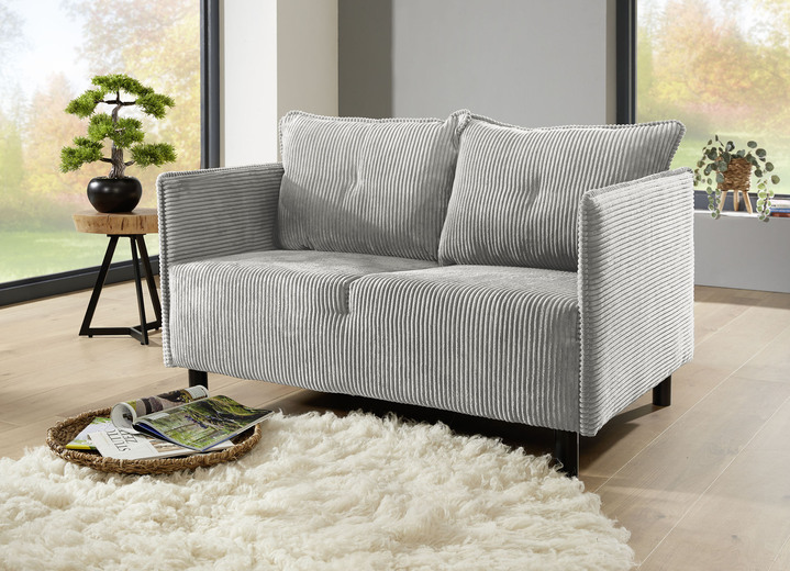 Polstergruppen - Polstermöbel mit dekorativem Cord-Bezug, in Farbe ROT, in Ausführung Zweisitzer Ansicht 4