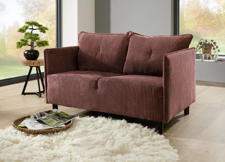 Polstergruppen - Polstermöbel mit dekorativem Cord-Bezug, in Farbe ROT, in Ausführung Zweisitzer Ansicht 2