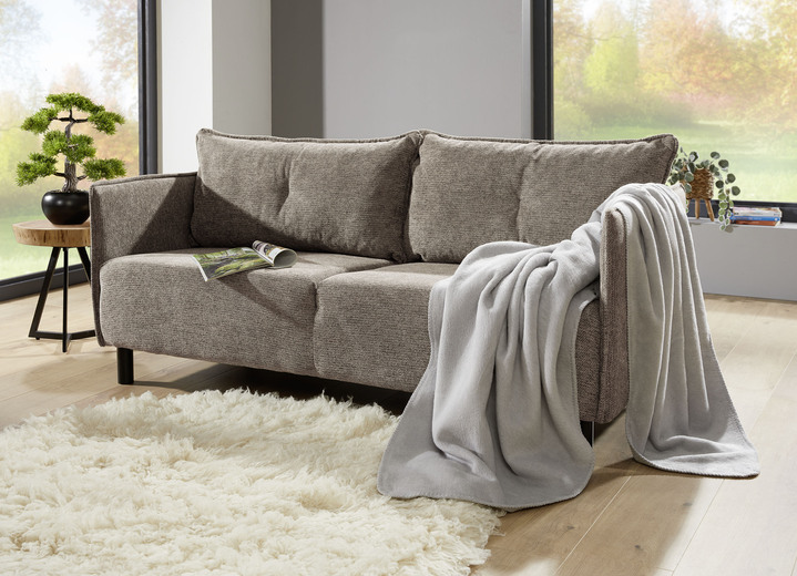 Polstergruppen - Polstermöbel mit dekorativem Velours-Bezug, in Farbe ANTHRAZIT, in Ausführung Zweisitzer Ansicht 3