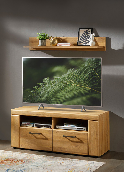 TV- & Hifi-Möbel - TV-Longboard mit Wandboard, in Farbe EICHE HELL, in Ausführung klein Ansicht 1