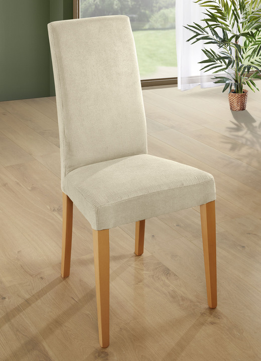 Stühle & Sitzbänke - Moderne Esszimmermöbel, in Farbe BUCHE-BEIGE, in Ausführung Essgruppe, 5-teilig, mit rundem Esstisch Ansicht 1