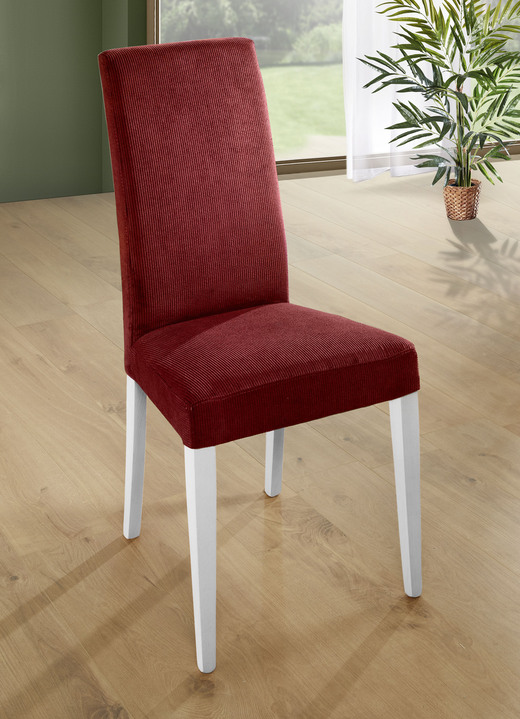 Stühle & Sitzbänke - Moderne Esszimmermöbel, in Farbe WEISS-ROT, in Ausführung Essgruppe, 5-teilig, mit rundem Esstisch Ansicht 1