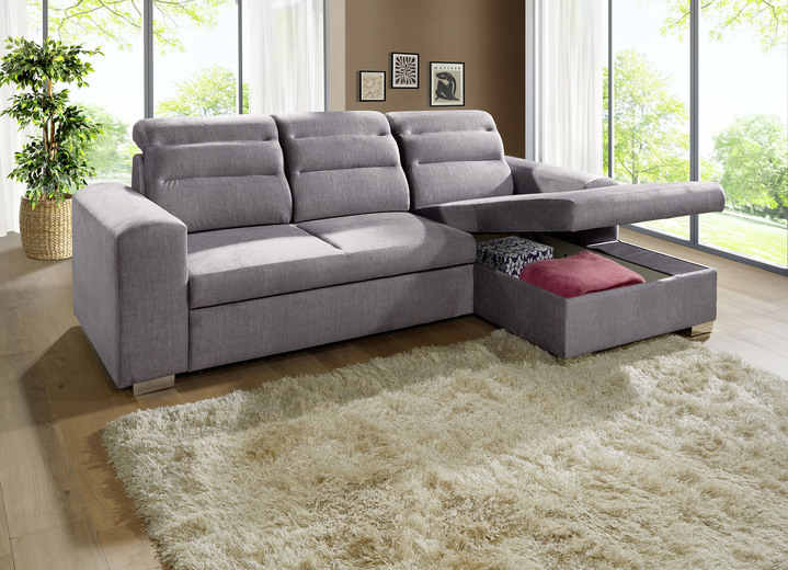 Polsterecken - Polstermöbel mit Bettfunktion und Bettkasten, in Farbe CREME, in Ausführung Polsterecke mit Longchair, 260x155 cm Ansicht 8