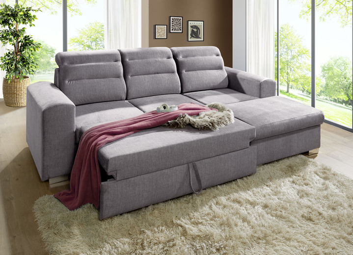 Polsterecken - Polstermöbel mit Bettfunktion und Bettkasten, in Farbe CREME, in Ausführung Polsterecke mit Longchair, 260x155 cm Ansicht 9