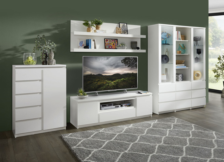 Wohnwände - Wohnwand in modernem Design, in Farbe WEISS Ansicht 1