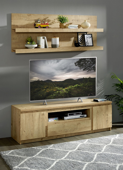 TV- & Hifi-Möbel - TV-Longboard mit Wandboard in modernem Design, in Farbe EICHE, in Ausführung TV-Longboard, groß Ansicht 1