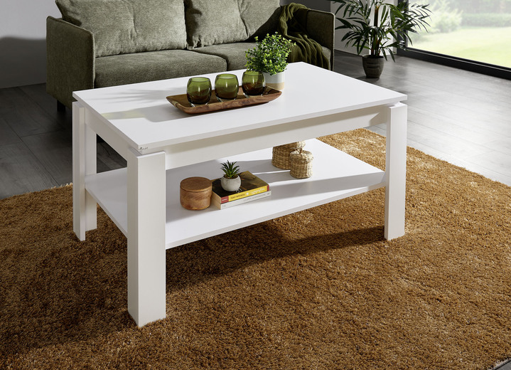 Couchtische - Ausziehbarer Couchtisch, in Farbe WOTAN EICHE-WEISS, in Ausführung ausziehbar und höhenverstellbar Ansicht 6