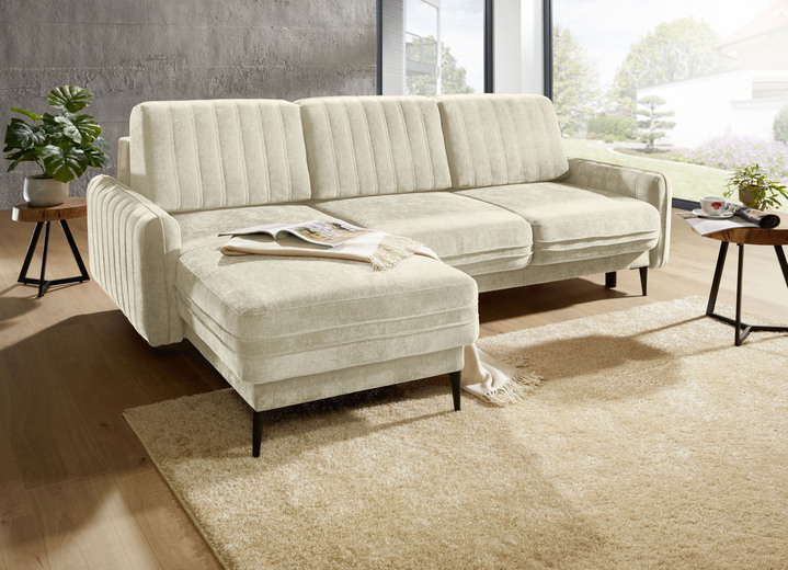 Polsterecken - Polsterecke mit Bettfunktion und Bettkasten, in Farbe CREME Ansicht 1