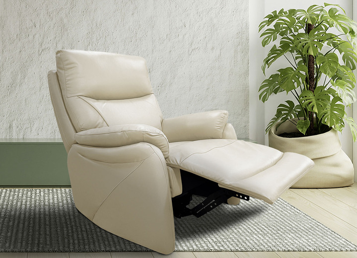 TV-Sessel / Relax-Sessel - Leder-TV-Sessel mit XXL-Sitzkomfort und Aufstehhilfe, in Farbe CREME Ansicht 1