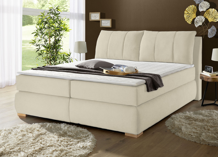 Boxspringbetten - Boxspringbett mit Topper, in Farbe CREME Ansicht 1