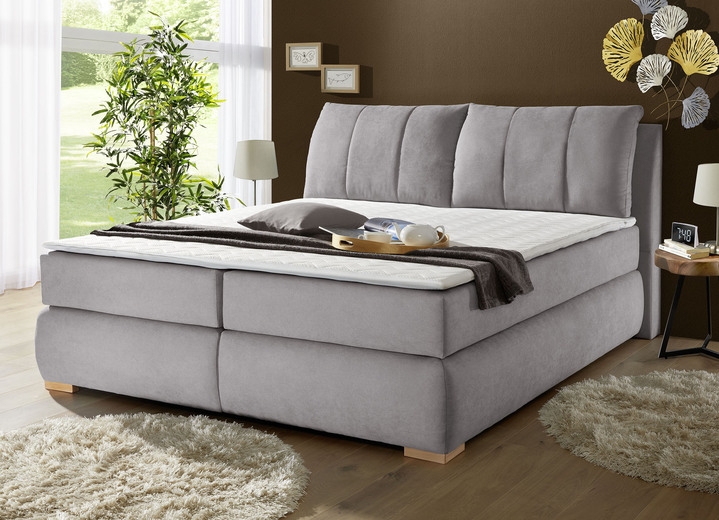 Boxspringbetten - Boxspringbett mit Topper, in Farbe GRAU Ansicht 1
