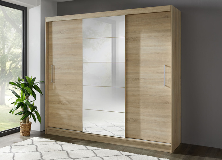 Schlafzimmerschränke - Durchdachter Schwebetürenschrank mit Spiegelfront, in Farbe ANTHRAZIT Ansicht 3