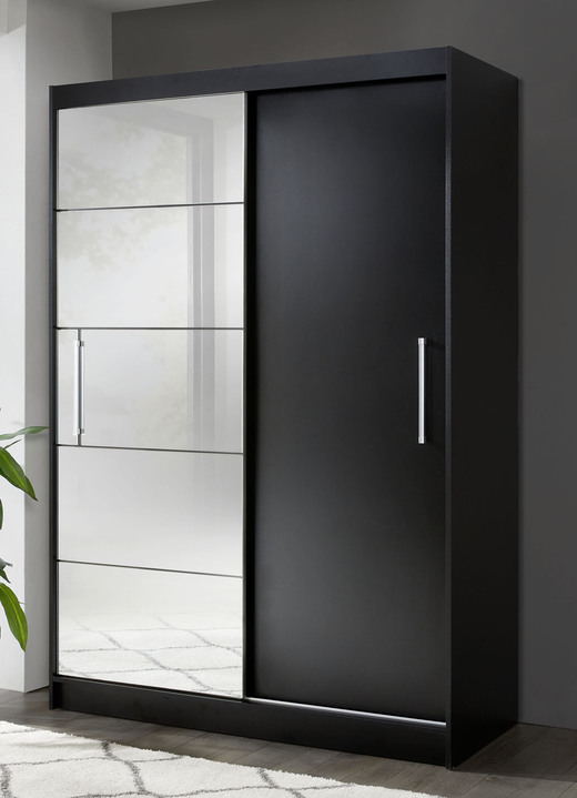 Schlafzimmerschränke - Durchdachter Schwebetürenschrank mit Spiegelfront, in Farbe ANTHRAZIT Ansicht 2